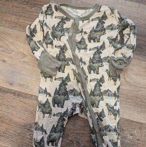 Kids Pajama Set with Forest Animal Print